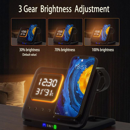 15W 5-in-1 Wireless Charging Alarm Clock